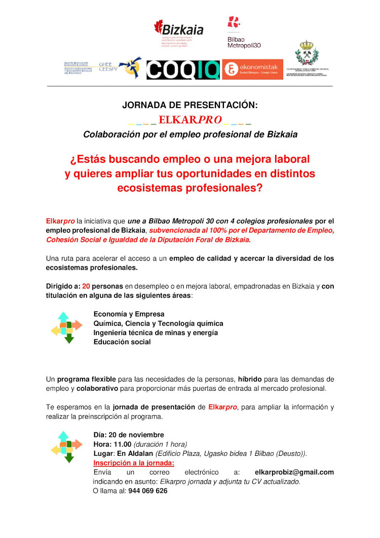 Eduso Jornada de presentación Elkarpro. Colaboración por el empleo ...